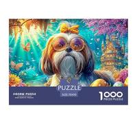 Shih Tzu con Accesorios en un Reino mágico Puzzle De 1000 Piezas Lindo Perro Mascota Cartón Reciclado, Excelente Regalo para Todas Las Edades 70x50cm/1000pcs