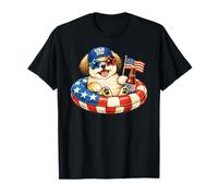 Shih Tzu Dog 2026 4 de Julio Bandera patriótica Estadounidense Camiseta