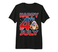 Shih Tzu Dog American Flag Glasses Happy 4th of July Camiseta Premium