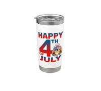 Shih Tzu Dog American Flag Glasses Happy 4th Of July Vaso térmico de acero inoxidable de doble pared