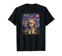Shih Tzu Dog Art America 250 Anniversary 4th of July USA Flag Camiseta
