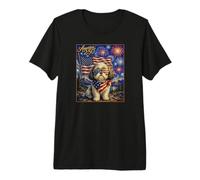 Shih Tzu Dog Art America 250 Anniversary 4th of July USA Flag Camiseta Premium