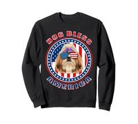 Shih Tzu Dog Bless America Flag USA Patriotic 4th of July Sudadera