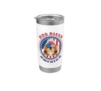 Shih Tzu Dog Bless America Flag USA Patriotic 4th Of July Vaso térmico de acero inoxidable de doble pared