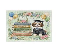 Shih Tzu Dog Congrats Grad - Rompecabezas de 300 piezas, libro de graduación, rompecabezas de madera, decoración de patrón de clase de 2026 para entretenimiento en el hogar