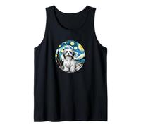 Shih Tzu Dog Mom Dad Cute - Estilo de noche estrellada de Van Gogh Camiseta sin Mangas