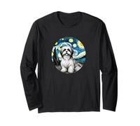 Shih Tzu Dog Mom Dad Cute - Estilo de noche estrellada de Van Gogh Manga Larga