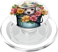 Shih Tzu Dog Puppy Graphic For Flower Lovers and Dog Mom PopSockets PopGrip para MagSafe