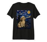 Shih Tzu Dog Van Gogh Noche Estrellada Camiseta Premium