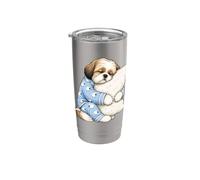 Shih Tzu durmiendo en lindos pijamas Sleep Dog Vaso térmico de acero inoxidable de doble pared