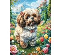 Shih Tzu en Las Flores Puzzle 300 Piezas Cartón Blanco Premium para Expertos Animal Salvaje Actividad Compartir Familia Desarrollo Cognitivo Garantía Satisfacción 300 PCS