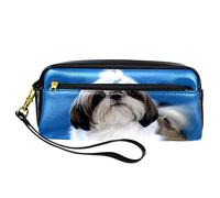 Shih Tzu - Estuche de piel sintética con cremallera para niños, niñas, suministros escolares y de oficina