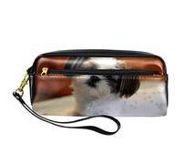 Shih Tzu - Estuche para lápices de perro, bolsa de piel sintética con cremallera, para niños y niñas, suministros escolares y de oficina