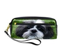 Shih Tzu - Estuche para lápices de perro, bolsa de piel sintética con cremallera, para niños y niñas, suministros escolares y de oficina