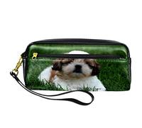 Shih Tzu - Estuche para lápices de perro, bolsa de piel sintética con cremallera, para niños y niñas, suministros escolares y de oficina