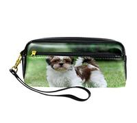 Shih Tzu - Estuche para lápices de perro, bolsa de piel sintética con cremallera, para niños y niñas, suministros escolares y de oficina