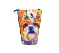 Shih Tzu - Estuche telescópico para lápices, diseño de perro con cremallera, bolsa de maquillaje, bolsa para lápices