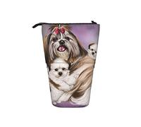 Shih Tzu - Estuche telescópico para lápices, diseño de perro con cremallera, bolsa de maquillaje y lápiz