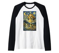 Shih Tzu Howling to The Moon Funny Pet Dueño Noche Estrellada Camiseta Manga Raglan