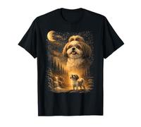 Shih Tzu Howling to The Moon Vintage 90s Funny Dog Pet Dueño Camiseta