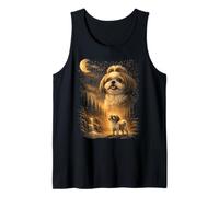 Shih Tzu Howling to The Moon Vintage 90s Funny Dog Pet Dueño Camiseta sin Mangas
