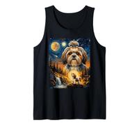 Shih Tzu Howling To The Moon Vintage Dog Lover Camiseta sin Mangas