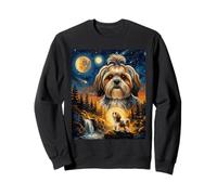 Shih Tzu Howling To The Moon Vintage Dog Lover Sudadera
