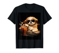 Shih Tzu Iced Coffee Late Night Chill Dog Lover Apparel Camiseta