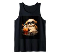 Shih Tzu Iced Coffee Late Night Chill Dog Lover Apparel Camiseta sin Mangas