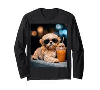 Shih Tzu Iced Coffee Late Night Chill Dog Lover Apparel Manga Larga