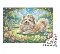 Shih Tzu Jigsaw Puzzles for Adults Shih Tzu in Flower Garden Educational Games for The Whole Family Women 70x50cm/1000pcs