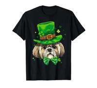 Shih Tzu Leprechaun Día de San Patricio Shih Tzu Perro Camiseta gráfica económica, Hombre, Negro, S