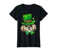 Shih Tzu Leprechaun Día de San Patricio Shih Tzu Perro Camiseta gráfica económica, Mujer, Negro, M