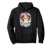 Shih Tzu Mamá Día de la Madre Lindo Perro Mamá Floral Sudadera con Capucha