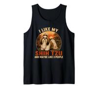 Shih Tzu Me Gusta mi Perro y Tal Vez 3 Personas Humor Divertido Perro Camiseta sin Mangas