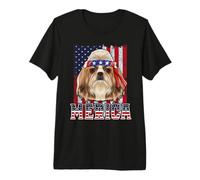 Shih Tzu Merica 4th of July Dog Funny Patriotic Flag Camiseta Premium