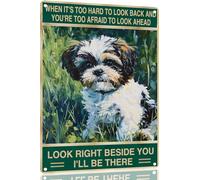 Shih Tzu Mira Justo A Tu Lado Signos Retro Estaño Impresión Arte Cartel De Hojalata Retro Letrero Metálico para Bar Cafetería Garaje 20X30 Cm