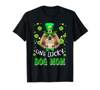 Shih Tzu One Lucky Dog Mom Funny Dogs Lover St Patricks Day Camiseta