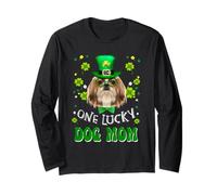 Shih Tzu One Lucky Dog Mom Funny Dogs Lover St Patricks Day Manga Larga