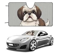 Shih Tzu - Parasol para parabrisas de perro, para coche, sedán, SUV, camión, universal, reflectante, para ventanas frontales, plegable, parasol para parabrisas bloquea los rayos UV y mantiene el