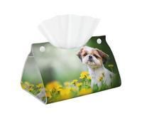 Shih Tzu Pequeños Perros Lindos Cachorros Rizados Mascotas Campo, Funda para Caja de pañuelos con Cierre, Reutilizable, Decorativa para baño, Sala de Estar, Dormitorio, Oficina y Coche.