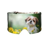 Shih Tzu Pequeños Perros Lindos Cachorros Rizados Mascotas Campo,Máscara para ojos con bloqueo de luz y protección ocular completa para dormir, orejeras y ojos.