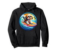 Shih Tzu Perro Surfing Lover Surfer Propietario Surfboard Rider Cool Sudadera con Capucha