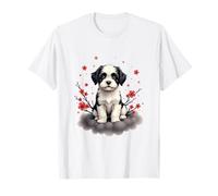 Shih Tzu Puppy Blossom Cloud Ilustración Diseño Camiseta