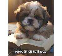 Shih Tzu Puppy Composition Notebook: Cute Dog Cover Journal with Wide Ruled Pages, Paw Print Interior, Matte Finish, 7.5 x 9.25 Writing Book for School Notes and Gifts