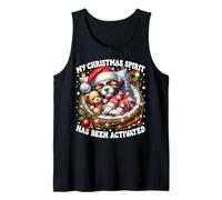 Shih Tzu Puppy Cuddle with Teddy Bear Cute Christmas Vibes Camiseta sin Mangas