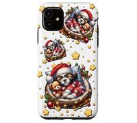Shih Tzu Puppy In Cozy Dog Bed For Winter White Christmas Carcasa para iPhone 11
