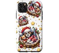 Shih Tzu Puppy In Cozy Dog Bed For Winter White Christmas Carcasa para iPhone 11 Pro MAX