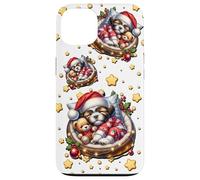 Shih Tzu Puppy In Cozy Dog Bed For Winter White Christmas Carcasa para iPhone 13