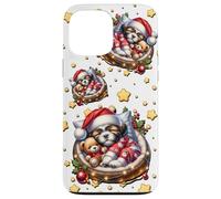 Shih Tzu Puppy In Cozy Dog Bed For Winter White Christmas Carcasa para iPhone 13 Pro MAX